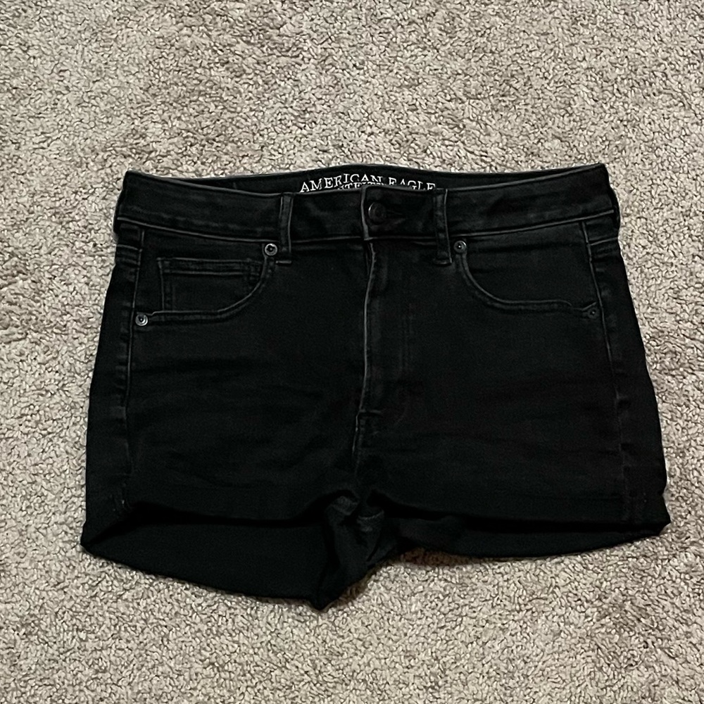 American Eagle Super High-Rise Shortie Black Jean Shorts